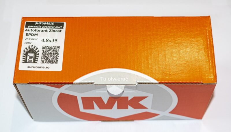 Surub Autoforant Cap Hexagonal 4.8×35 mm Zincat Cu Saiba Epdm – 250buc/cutie