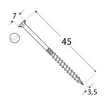 Surub Dulgherie Cap Inecat 3.5×45 – 200buc/cutie