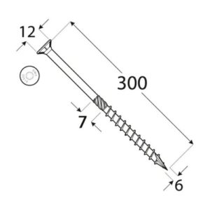 Surub Dulgherie Cap Inecat 6×300 – 100buc/cutie