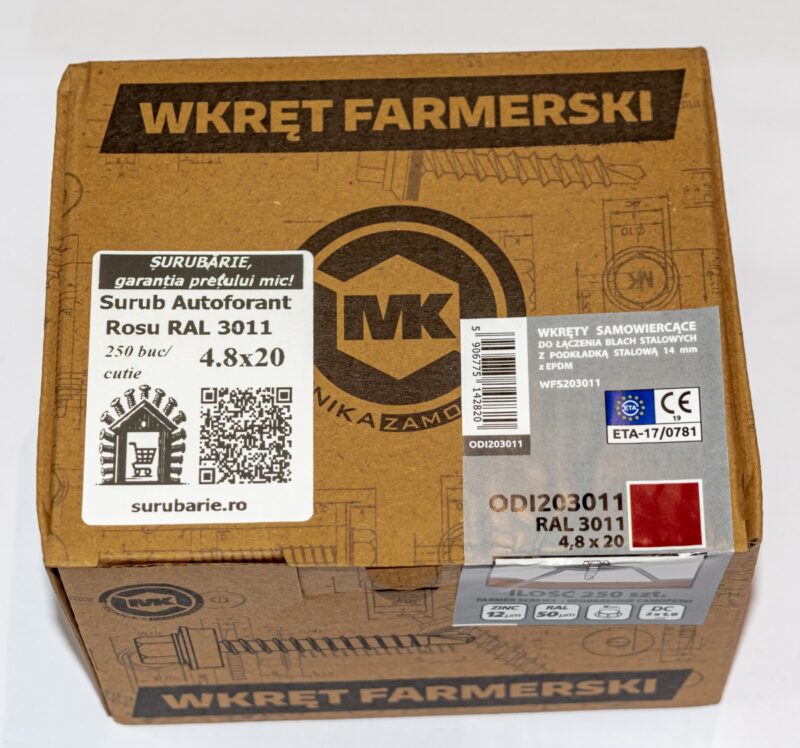 suruburi-autoforante-cap-hexagonal-4-820-mm-rosu-ral-3011-250-buc-cutie Suruburi Autoforante Cap Hexagonal 4.8×20 mm Rosu Ral 3011- 250 Buc/cutie