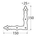 Coltar Plat Decorativ 150x150x25x2.5 NAD1C, Negru
