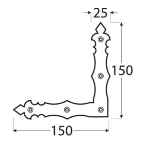 Coltar Plat Decorativ 150x150x25x2.5 NAD1C, Negru