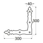 Coltar Plat Decorativ 300x300x40x4 NAD4C, Negru