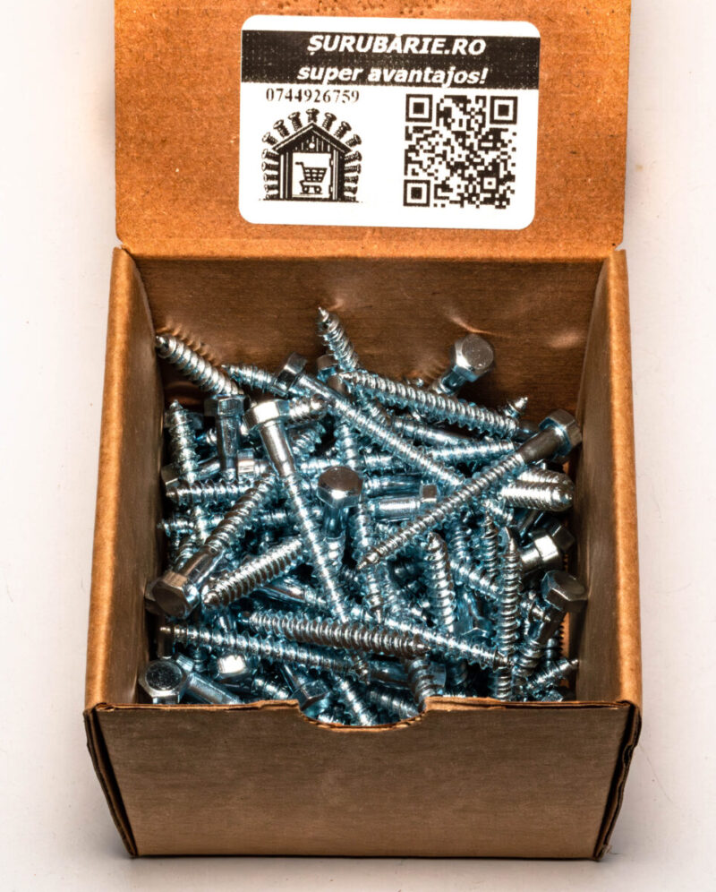 Holsuruburi Lemn Cap Hexagonal 8x50mm – 100buc/cutie