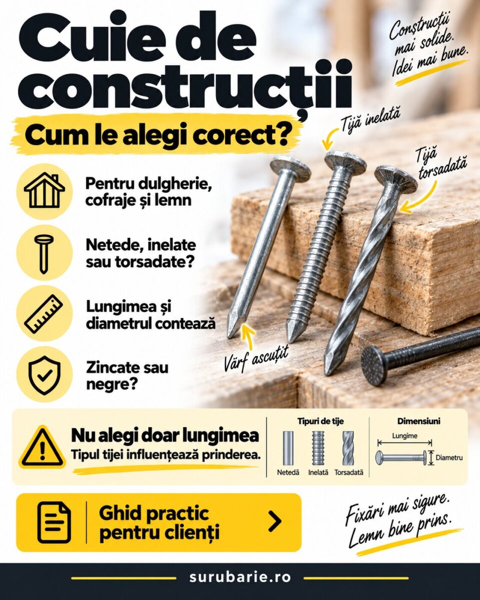 Cuie de Construcții: cum Alegi Diametrul și Lungimea Potrivită pentru Lemn 1 Cuie de Construcții: cum Alegi Diametrul și Lungimea Potrivită pentru Lemn