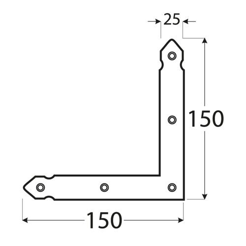 NAO 1 Colțar plat decorativ 150x150x25x2,5 mm NAO 1 Colțar plat decorativ 150x150x25x2,5 mm