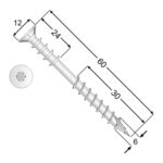 WDS 06060 Șurub distanțier 6x60 WDS 06060 Șurub distanțier 6x60