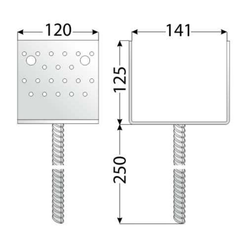 PSS 140 Suport stâlp clasic 141x125x120x4,0 PSS 140 Suport stâlp clasic 141x125x120x4,0