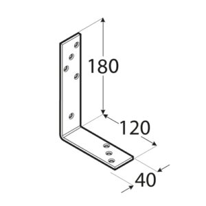 Colțar construcții KB3 180×120×40 mm, tablă 5 mm, zincat galben