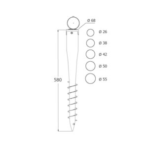 PWO 68/550 Suport stâlp pentru înșurubat 68x550x1,8