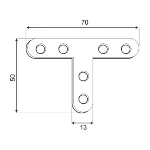 FKT 70/50 Conector tip T 70x50x13x2,0 mm