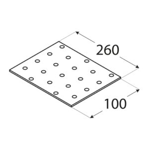 Placa Perforata pentru Imbinari Lemn 260x100x2 mm Zincat Argintiu PP14