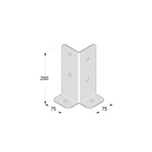Suport Stalp Lemn Tip Coltar cu Talpa pentru Beton 75x75x200x3 mm PSB75
