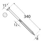 Suruburi Dulgherie Cap Inecat 8x340 mm - 50buc/cutie - 2 Suruburi Dulgherie Cap Inecat 8x340 mm - 50buc/cutie