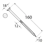 Suruburi Dulgherie Cap Inecat 10x160mm - 50buc/cutie - 2 Suruburi Dulgherie Cap Inecat 10x160mm - 50buc/cutie
