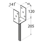 Suport Stalp Lemn 140 mm Tip U cu Tija PS140U - 3 Suport Stalp Lemn 140 mm Tip U cu Tija PS140U