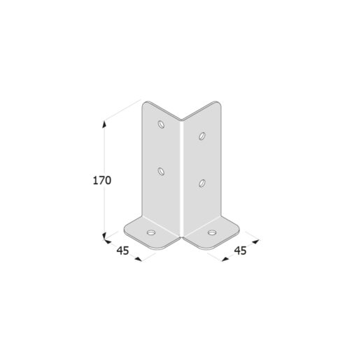 Suport Stalp Lemn Tip Coltar cu Talpa pentru Beton 45x45x170x2 mm PSB45