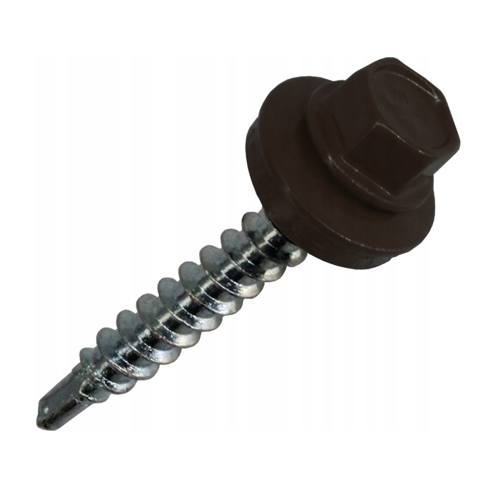 Surub Autoforant Cap Hexagonal 4.8x35mm Maro RAL 8019 cu saiba EPDM - 250 buc/cutie Surub Autoforant Cap Hexagonal 4.8x35mm Maro RAL 8019 cu saiba EPDM - 250 buc/cutie