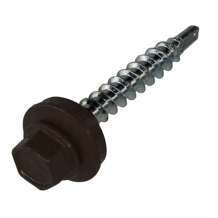 Surub Autoforant Cap Hexagonal 4.8x35mm Maro RAL 8019 cu saiba EPDM - 250 buc/cutie - 2 Surub Autoforant Cap Hexagonal 4.8x35mm Maro RAL 8019 cu saiba EPDM - 250 buc/cutie