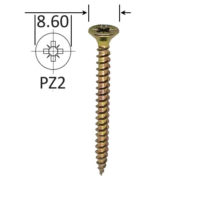 Holsuruburi Lemn Cap Inecat 6x45mm - 250buc/cutie - 1 Holsuruburi Lemn Cap Inecat 6x45mm - 250buc/cutie