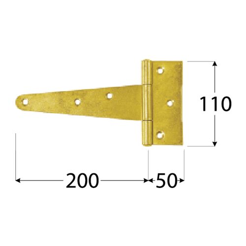 Balama Tip T pentru Poarta 200x50x110x2.5 mm Zincat Galben ZT200 - 1 Balama Tip T pentru Poarta 200x50x110x2.5 mm Zincat Galben ZT200