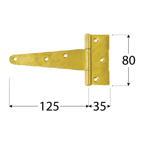 Balama Tip T pentru Poarta 125x35x80x2 mm Zincat Galben ZT125