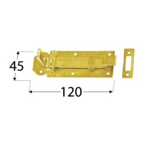 Zavor Poarta cu Tija Curbata si Ochi pentru Lacat 120x45x5 mm Zincat Galben WZW120