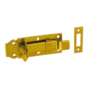 Zavor Poarta cu Tija Curbata si Ochi pentru Lacat 120x45x5 mm Zincat Galben WZW120