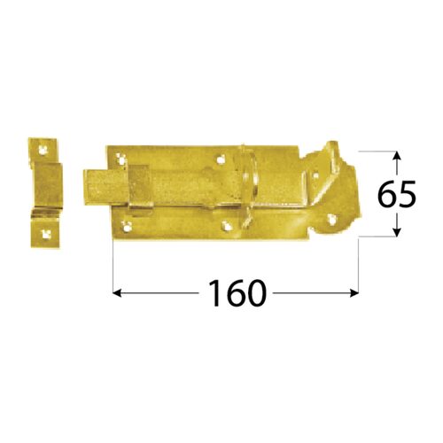 Zavor Poarta cu Tija Dreapta si Ochi pentru Lacat 160x55x6 mm Zincat Galben WZP160