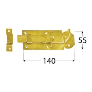 Zavor Poarta cu Tija Dreapta si Ochi pentru Lacat 140x55x5 mm Zincat Galben WZP140