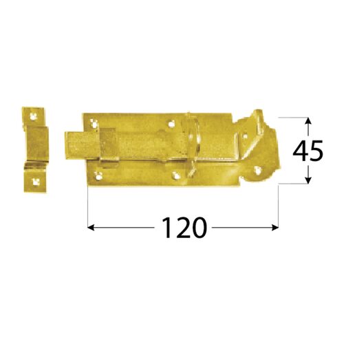 Zavor Poarta cu Tija Dreapta si Ochi pentru Lacat 120x45x5 mm Zincat Galben WZP120