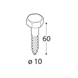 Holsuruburi Lemn Cap Hexagonal 10x60mm – 1 kg