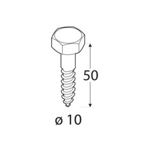 Holsuruburi Lemn Cap Hexagonal 10x50mm – 1 kg/cutie