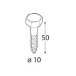 Holsuruburi Lemn Cap Hexagonal 10x50mm – 1 kg