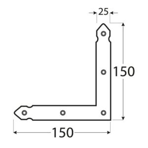 Coltar Plat Decorativ pentru Rame Lemn 150x150x25x2 mm NAO1