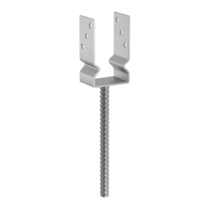 Suport Stalp Lemn 70x70 mm Tip U cu Nervura si Tija 350 mm PSZ70