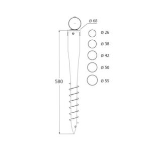Suport Stalp Rotund Insurubabil in Pamant 68 mm Tip Circular 550 mm PWO 68/550