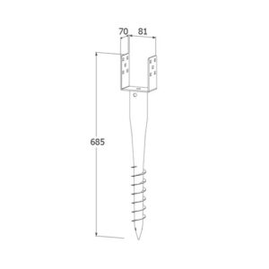 Suport Stalp Lemn Insurubabil in Pamant 80 mm Tip U 685 mm PWU 80/685