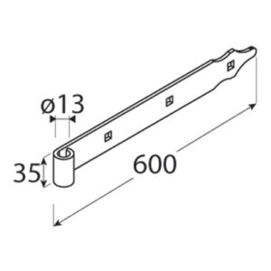 Balama Banda pentru Poarta cu Ochi Ø13 600x35x4 mm Negru ZP 600/13