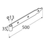 Balama Banda pentru Poarta cu Ochi Ø13 500x35x4 mm Negru ZP 500/13 - 2 Balama Banda pentru Poarta cu Ochi Ø13 500x35x4 mm Negru ZP 500/13