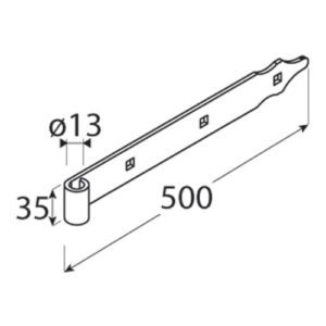 Balama Banda pentru Poarta cu Ochi Ø13 500x35x4 mm Negru ZP 500/13