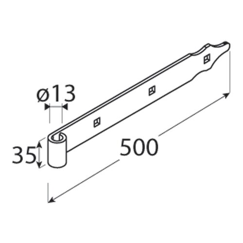 Balama Banda pentru Poarta cu Ochi Ø13 500x35x4 mm Negru ZP 500/13 - 1 Balama Banda pentru Poarta cu Ochi Ø13 500x35x4 mm Negru ZP 500/13