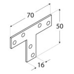 Conector Tip T pentru Grinzi și Stâlpi Lemn 70x50x16x2 mm Zincat Galben KT1 - 1 Conector Tip T pentru Grinzi și Stâlpi Lemn 70x50x16x2 mm Zincat Galben KT1
