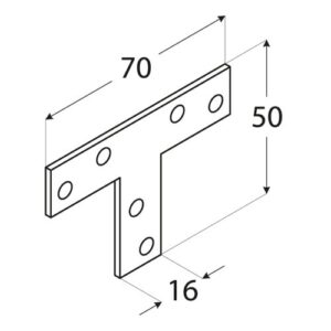 Conector Tip T pentru Grinzi și Stâlpi Lemn 70x50x16x2 mm Zincat Galben KT1