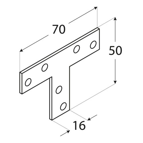 Conector Tip T pentru Grinzi și Stâlpi Lemn 70x50x16x2 mm Zincat Galben KT1 - 1 Conector Tip T pentru Grinzi și Stâlpi Lemn 70x50x16x2 mm Zincat Galben KT1