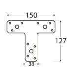 Conector Tip T pentru Grinzi și Stâlpi Lemn 150x127x38x2 mm Zincat Argintiu KT2 - 2 Conector Tip T pentru Grinzi și Stâlpi Lemn 150x127x38x2 mm Zincat Argintiu KT2