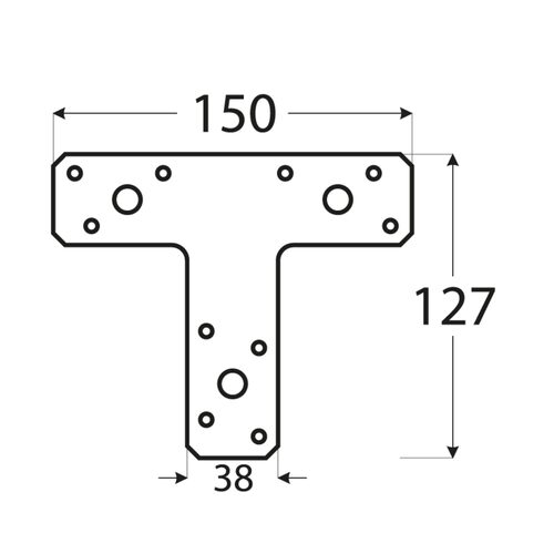 Conector Tip T pentru Grinzi și Stâlpi Lemn 150x127x38x2 mm Zincat Argintiu KT2 - 2 Conector Tip T pentru Grinzi și Stâlpi Lemn 150x127x38x2 mm Zincat Argintiu KT2