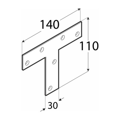 Conector Tip T pentru Grinzi și Stâlpi Lemn 140x110x30x2 mm Zincat Argintiu KT140