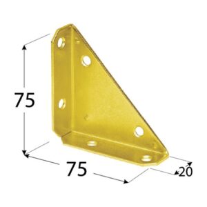 Coltar Metalic Decorativ pentru Lazi si Cufere 75x75x20x2 mm Zincat Galben NS75