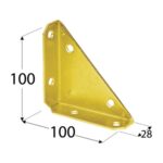 Coltar Metalic Decorativ pentru Lazi si Cufere 100x100x28x2 mm Zincat Galben NS100